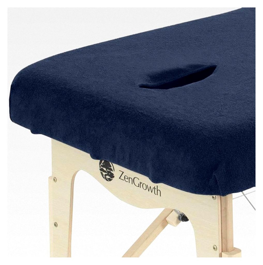 Spanbezug für Massageliege mit Gesichtsaussparung | 100 | 63cm x 71cm x 185cm | Für Massage- oder Behandlungstische (Marineblau)