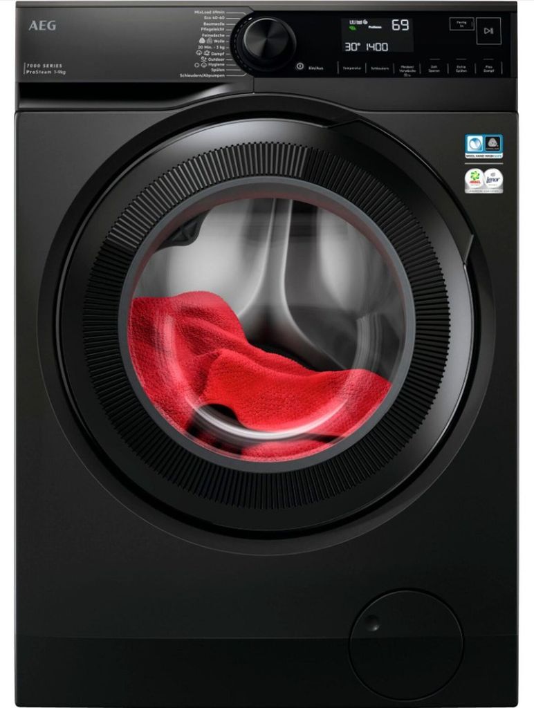AEG LR7FS75490 Waschmaschine / Serie 7000 mit ProSteam Dampffunktion / 9 kg / Mengenautomatik/ Nachlege- & Auffrischfunktion / Wasserstopp / 1400 U...