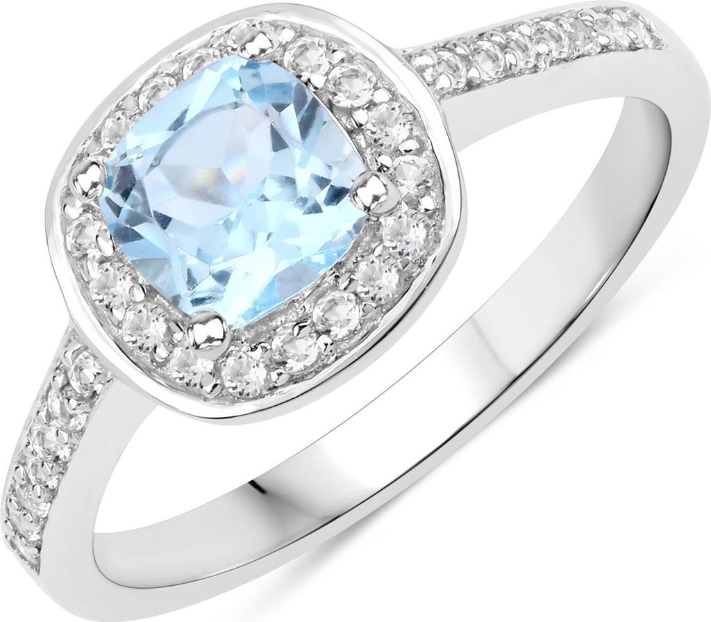 Ring Sterling Silber Blautopas Topas weiß 52