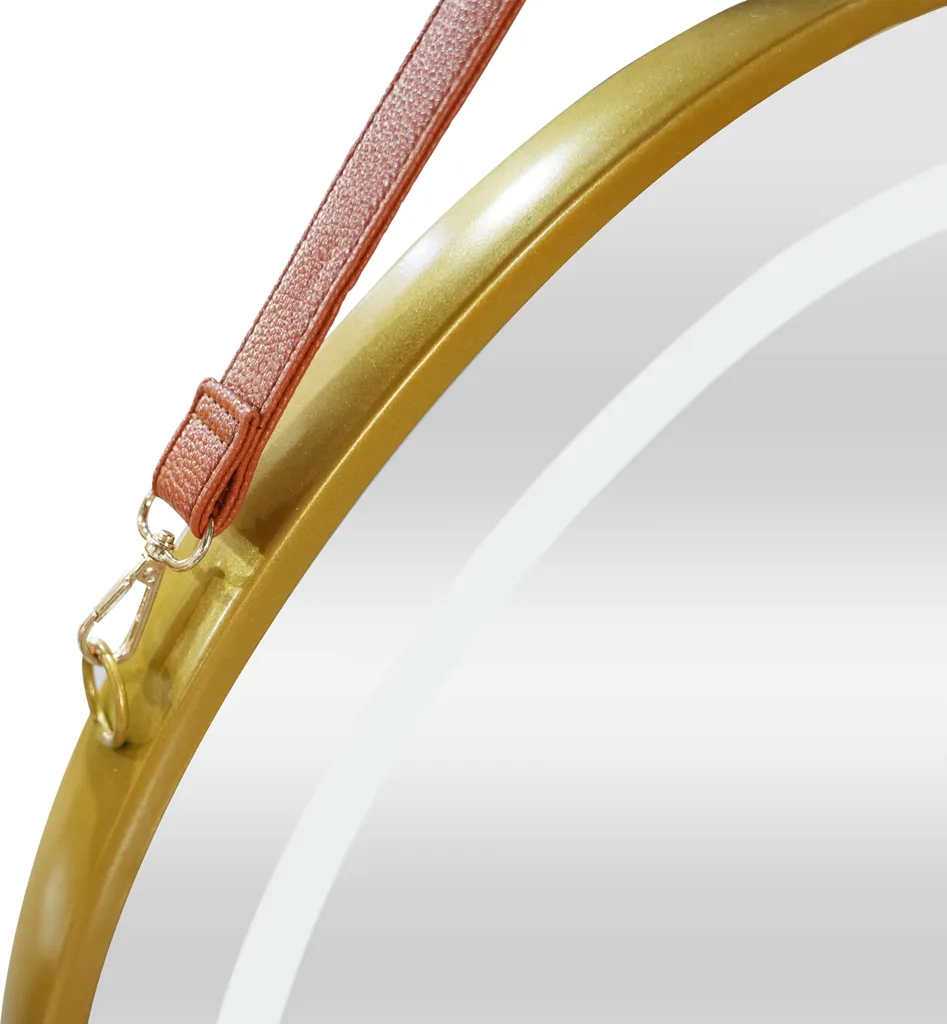Specchio Rotondo LED 60cm Oro Picerno Sospeso - 3 Tonalità Luce - 6