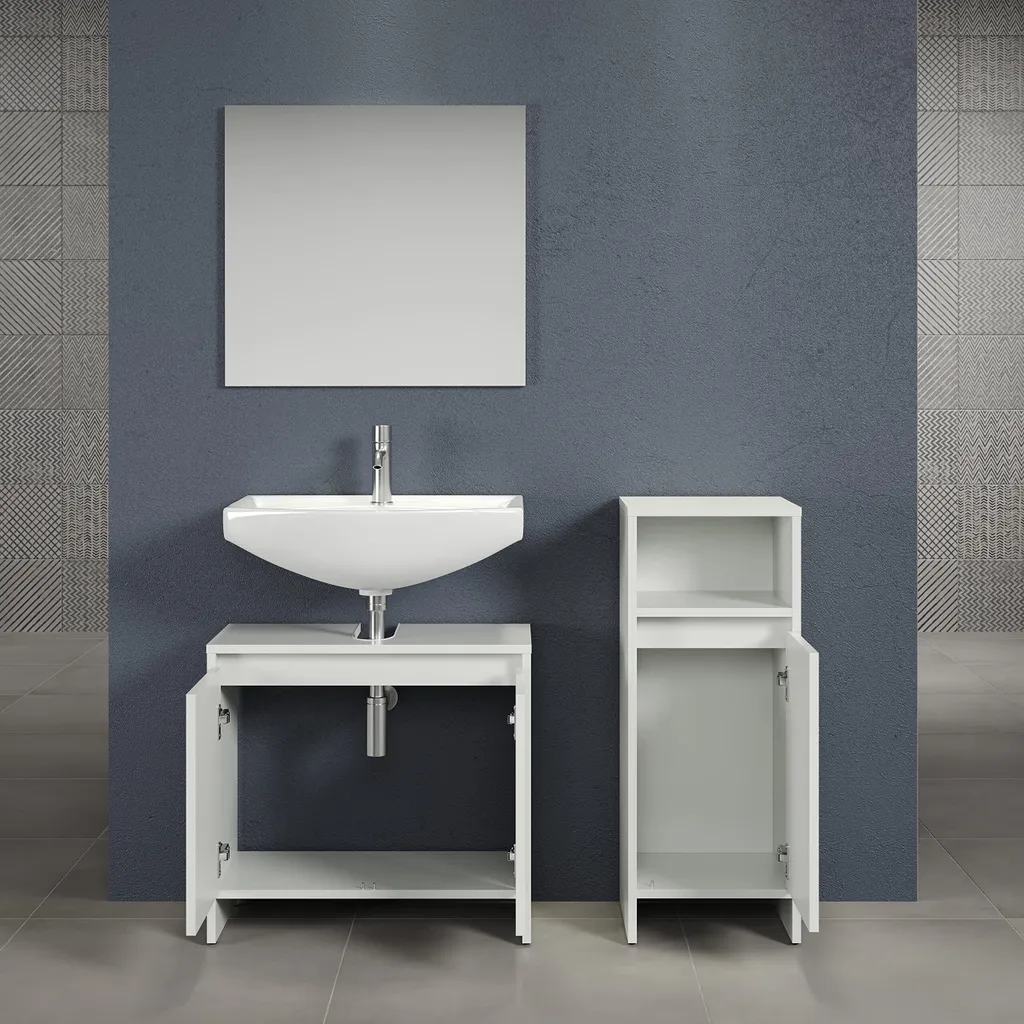 Aménagement Salle d'Eau Complet Rootz Basic Blanc pour Petit Espace