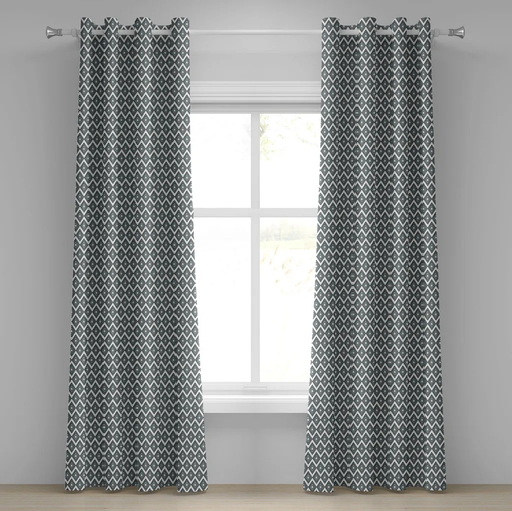 Rideau géométrique Bullseye 2 panneaux 280x175 cm lavable en machine