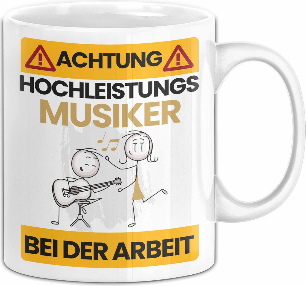 Musiker Tasse Geschenk Lustiger Spruch Geschenkidee für Musiker Achtung Hochleistungs Musiker Bei Der Arbeit (Weiß)