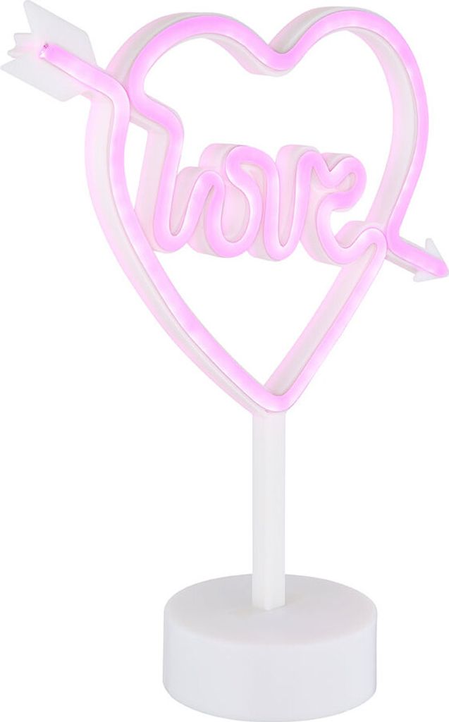 LED Tischleuchte, Love, weiß, Neonleuchte, H 32 cm