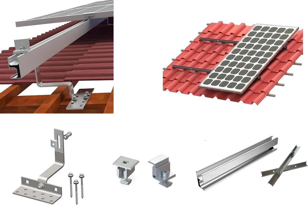 Kit Fotovoltaico per Tetto Tegole - Supporto per 2 Pannelli Solari Easy