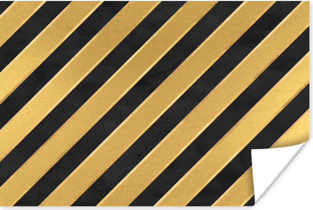 MuchoWow Poster Muster - Streifen - Gold - Schwarz 120x80 cm - Bilder