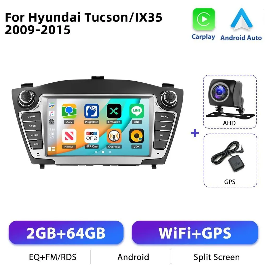 Remplacer Autoradio Hyundai Tucson ix35 Android 10 GPS Tactile 2/64Go