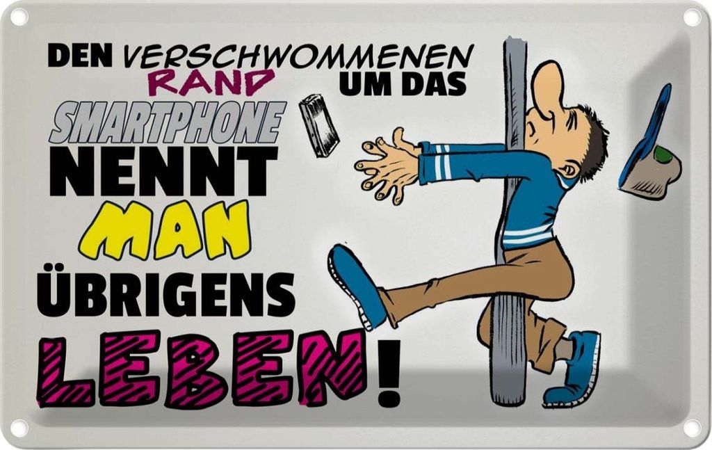 vianmo Blechschild 12x18 cm Rand um Smartphone nennt Leben Spruch Zitat