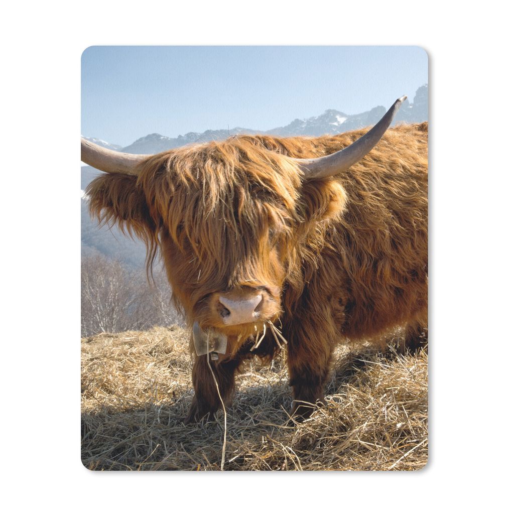 MuchoWow Mauspad Mousepad Schottischer Highlander - Berg - Schnee 30x40 cm - Mousepads - Maus Mat - Pad - Mausunterlage - Mausmatten