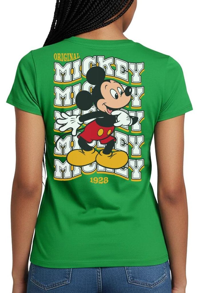 Mickey & Minnie Mickey Mouse Original 1928 Frauen T-Shirt, M, Kelly Green