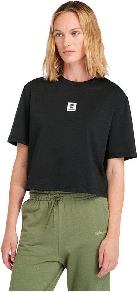 Timberland Stack Logo Kurzarm-t-shirt Schwarz M Frau Schwarz M