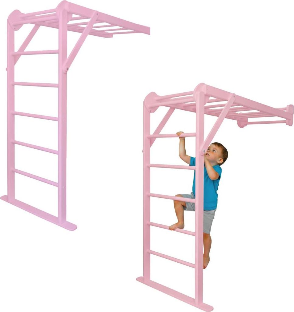 Sprossenwand Für Kinder Indoor Klettergerüst Holz Gymnastikleiter Mini 2 Rosa