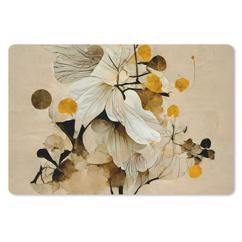 MuchoWow Mauspad Mousepad Blumen - Pflanzen - Gold - Vintage 27x18 cm - Mousepads - Maus Mat - Pad - Mausunterlage - Büroartikel - Desk Matten