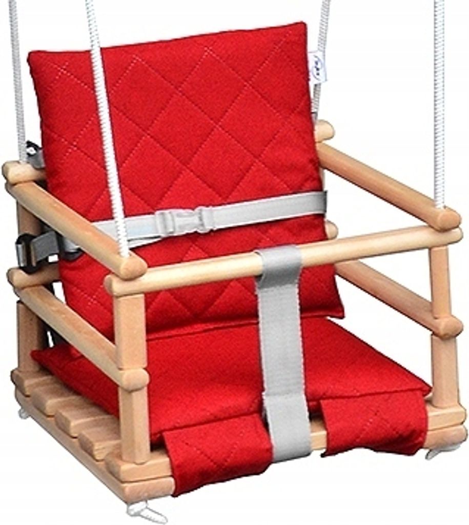Skyline Schaukeln für Kinder Kinderschaukel mit Kissen Kleinkindschaukel Babywippe Verandaschaukel Babyschaukel Holzschaukel Kissen, Rot