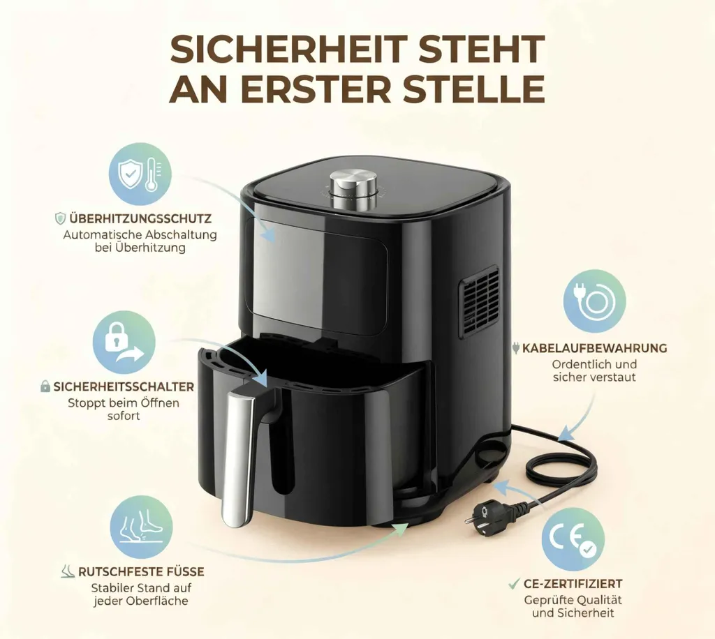 Friteuse à air Zimilo 4L avec fenêtre de visualisation et 1200W