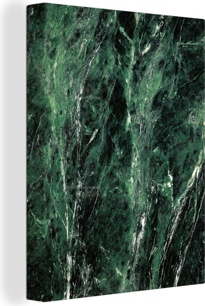 MuchoWow - Leinwandbilder - Marmor - Smaragd - Grün - Schwarz, Wandbild, Wanddeko Bilder Wohnzimmer, 90x120 cm