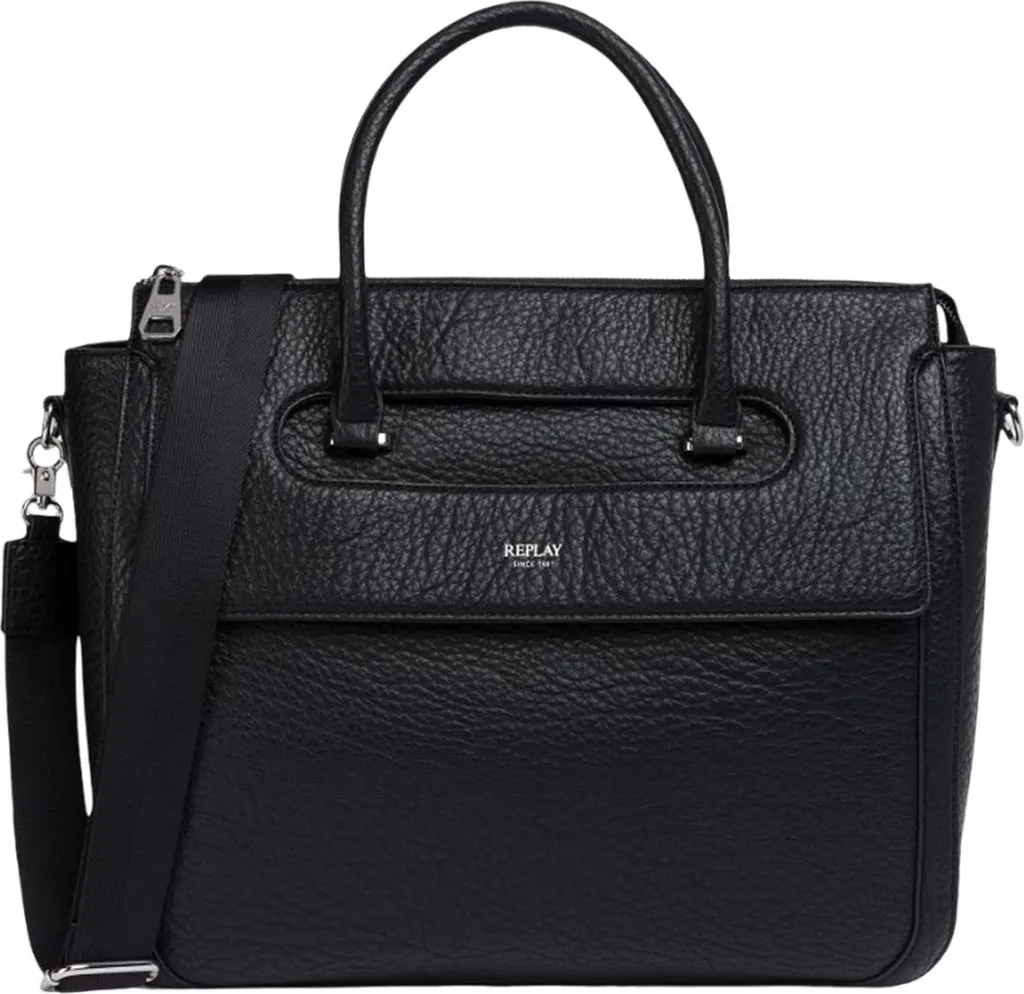 Borsa Shopper REPLAY Nera da Lavoro - Grande Capacità e Tracolla Inclusa