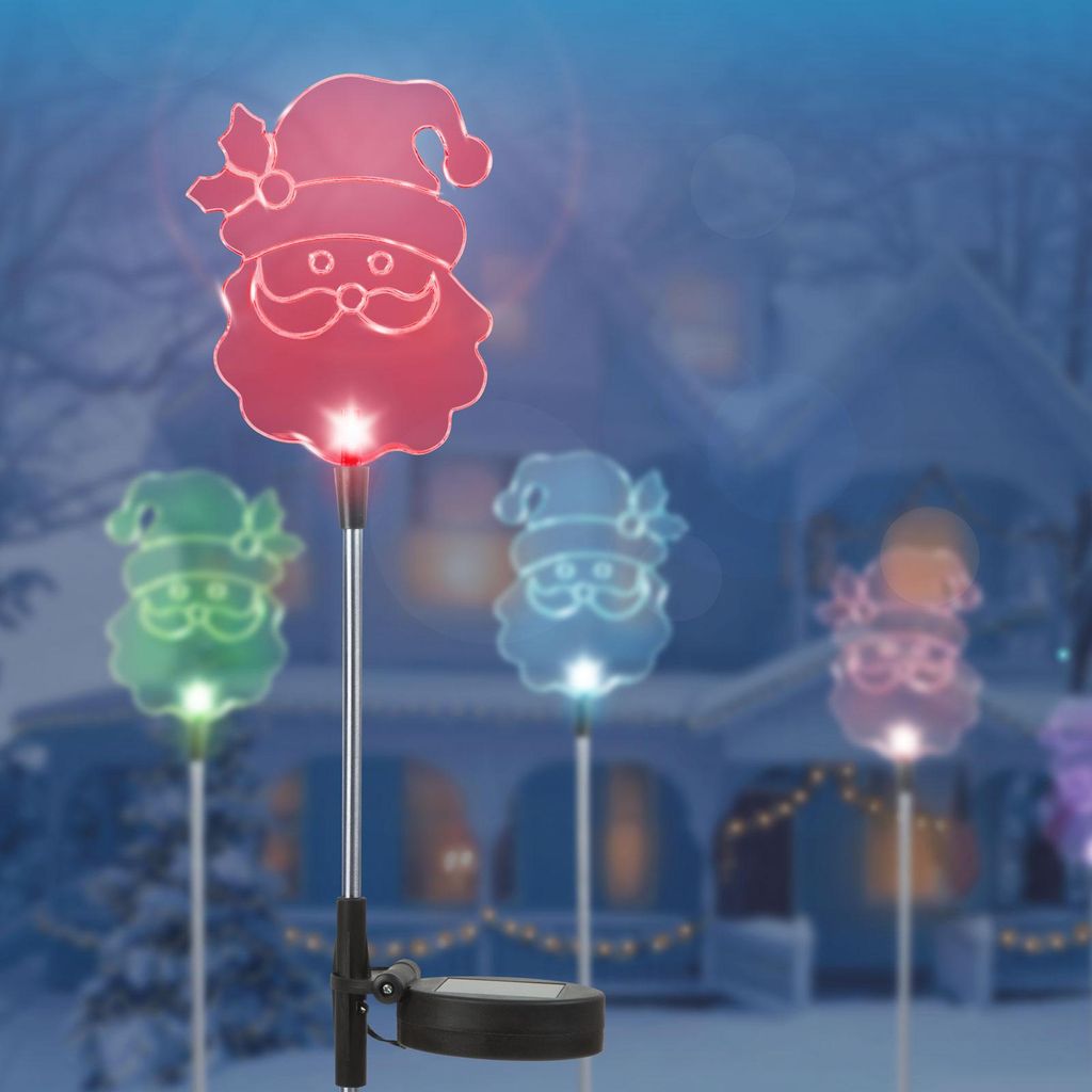 1x Solar-Gartenleuchte LED mit Solarstrom - Weihnachtsmannlampe - RGB-LED - 84 cm hoch - mit Erdspieß - automatisches Ein-/Ausschalten - dekorativ...