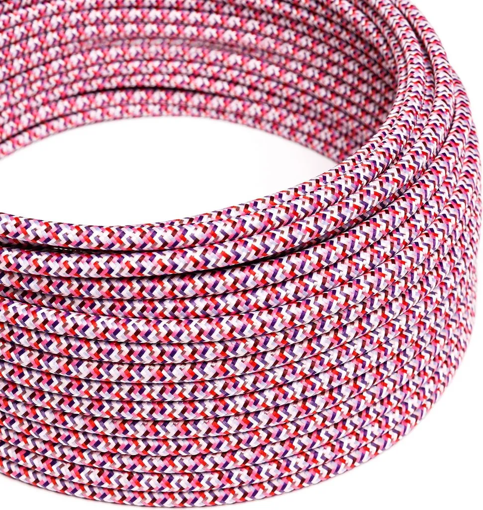 Câble électrique tissu Fuchsia pour rénovation de lampes et design