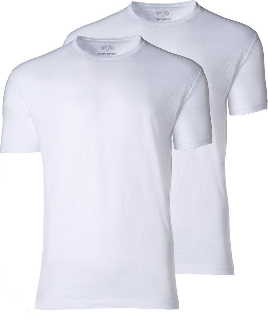 Ceceba heren T-shirts regular fit (2-pack), O-hals, wit