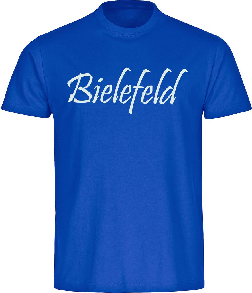 multifanshop Kinder T-Shirt - Bielefeld - Schriftzug, blau, Größe 128