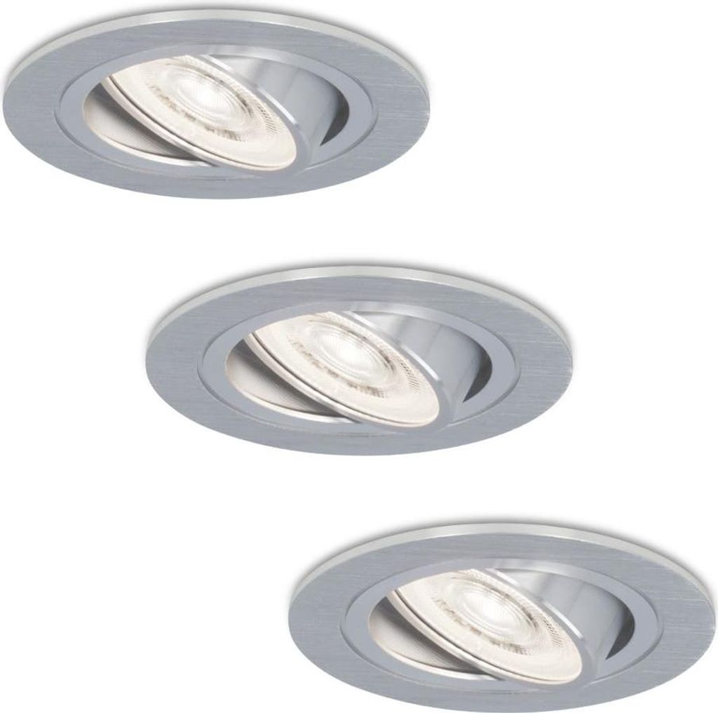 hoftronic LED Einbaustrahler 3x 3,8W 270lm 6000K Dimmbar Schwenkbar Edelstahl
