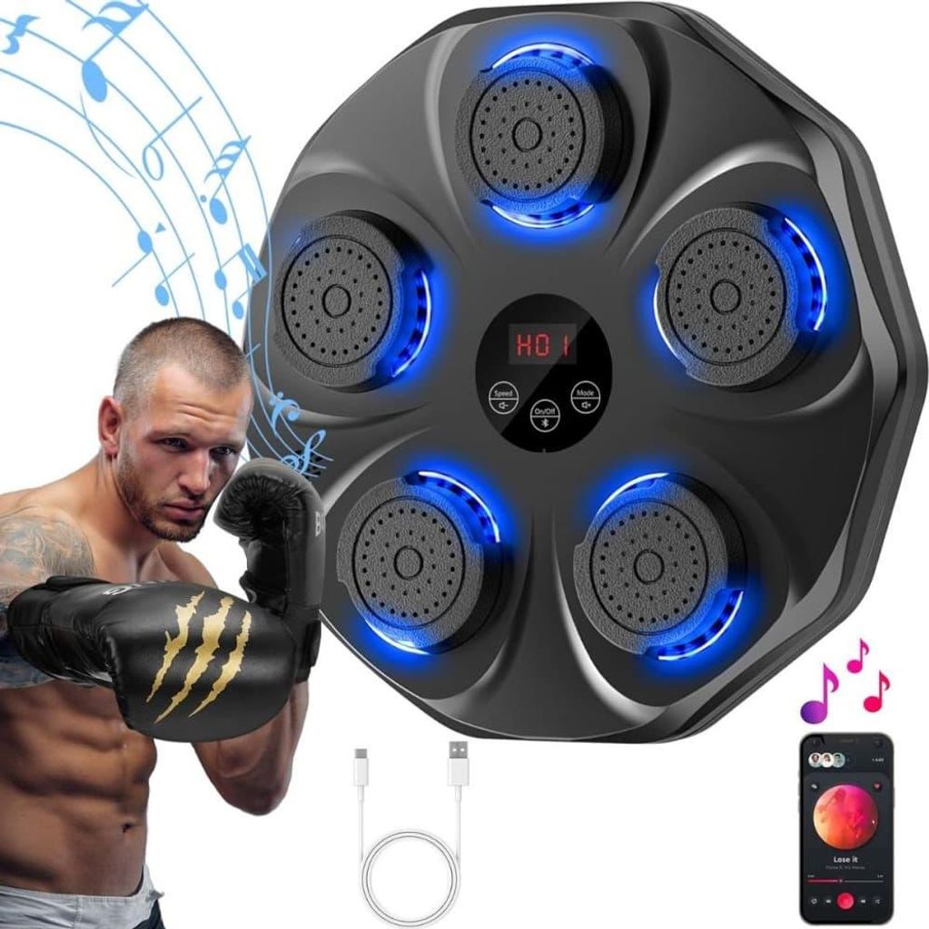 Smart Bluetooth Boxmaschine mit LED-Licht & Musik – Wandmontiert, Interaktives Trainingsziel für Erwachsene & Kinder