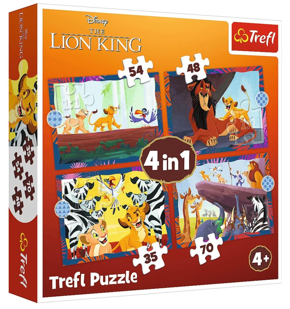 Puzzle - 4 in 1 - Il coraggioso Re Leone / Disney Re Leone Immagine del prodotto 