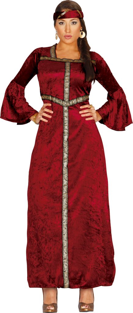 Prinzessin Mittelalter Gewand Renaissance Deluxe Märchenkönigin Kostüm Rot Für Karneval Historisch Inspiriert Königinnen Pfauenreich, Größe:...