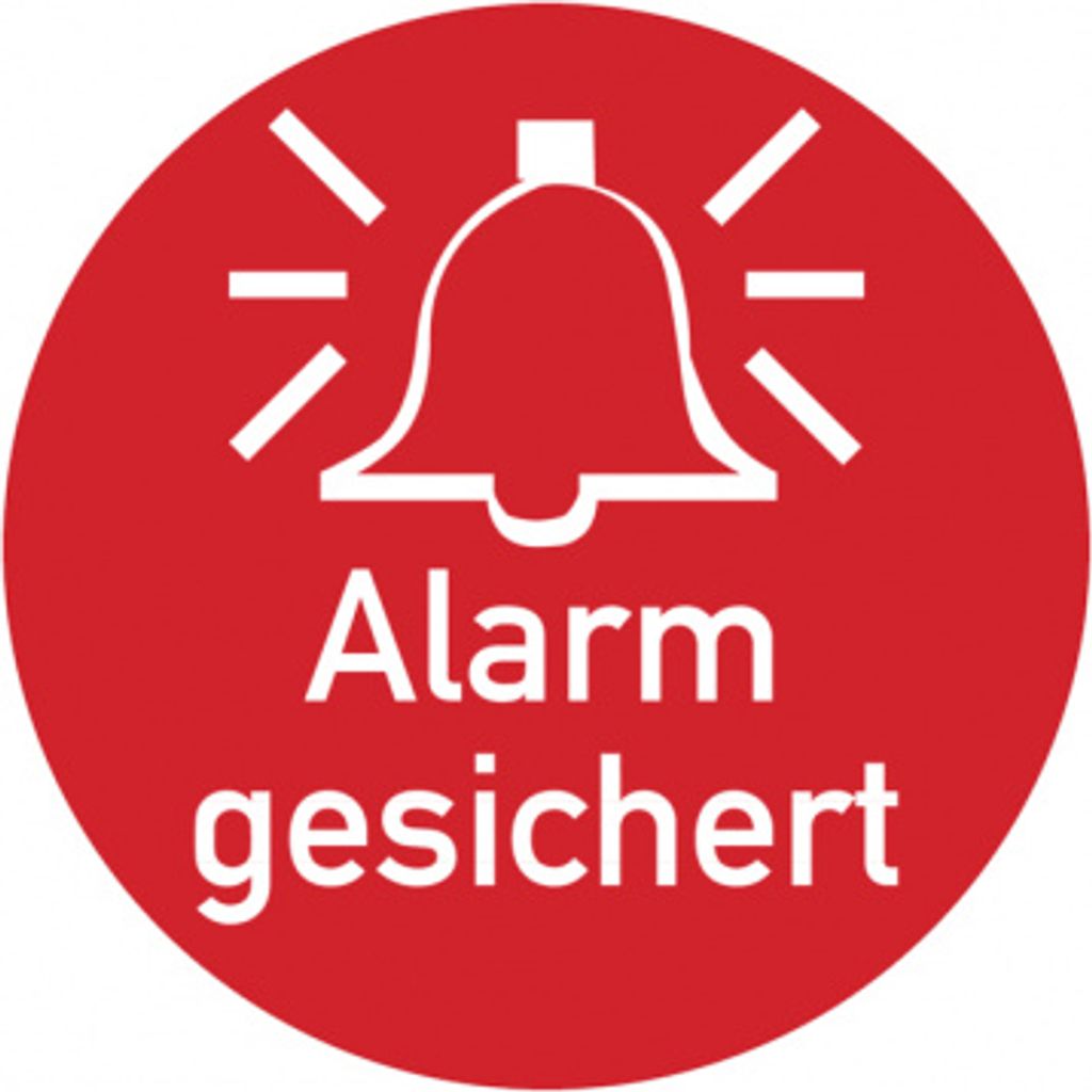 Dreifke® Aufkleber Türschild, Alarm gesichert, Ø 50 mm, Produktbild 