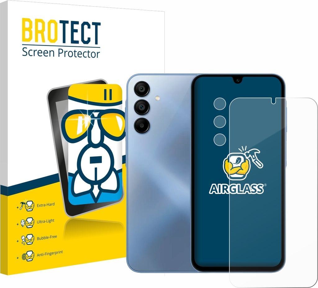 BROTECT Schutzglas für Samsung Galaxy A15 5G (Display+Kamera) Schutzfolie Panzer Folie Glas Display Schutz klar
