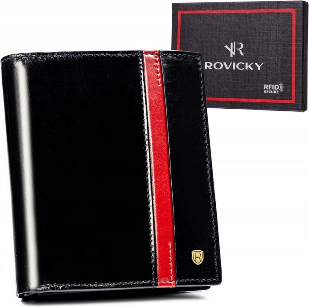 Rovicky | Herrengeldbörse, in vertikaler Ausrichtung, aus Naturleder, Schwarz, 11x12.5 cm