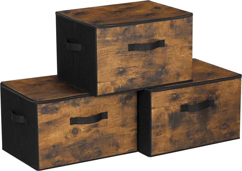 Coffre de rangement décoratif style industriel brun-noir et vintage