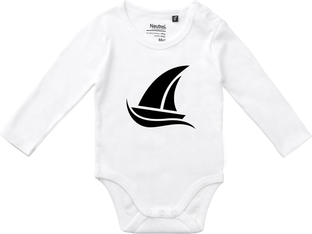 Huuraa Baby Body Segeln Segelboot 62 White Baumwolle Fairtrade Langarmbody Geschenkidee