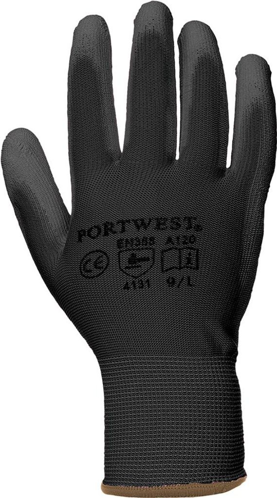 Portwest Arbeitshandschuhe mit PolyurethanBeschichtung RW1001 (Xlarge) (Schwarz)