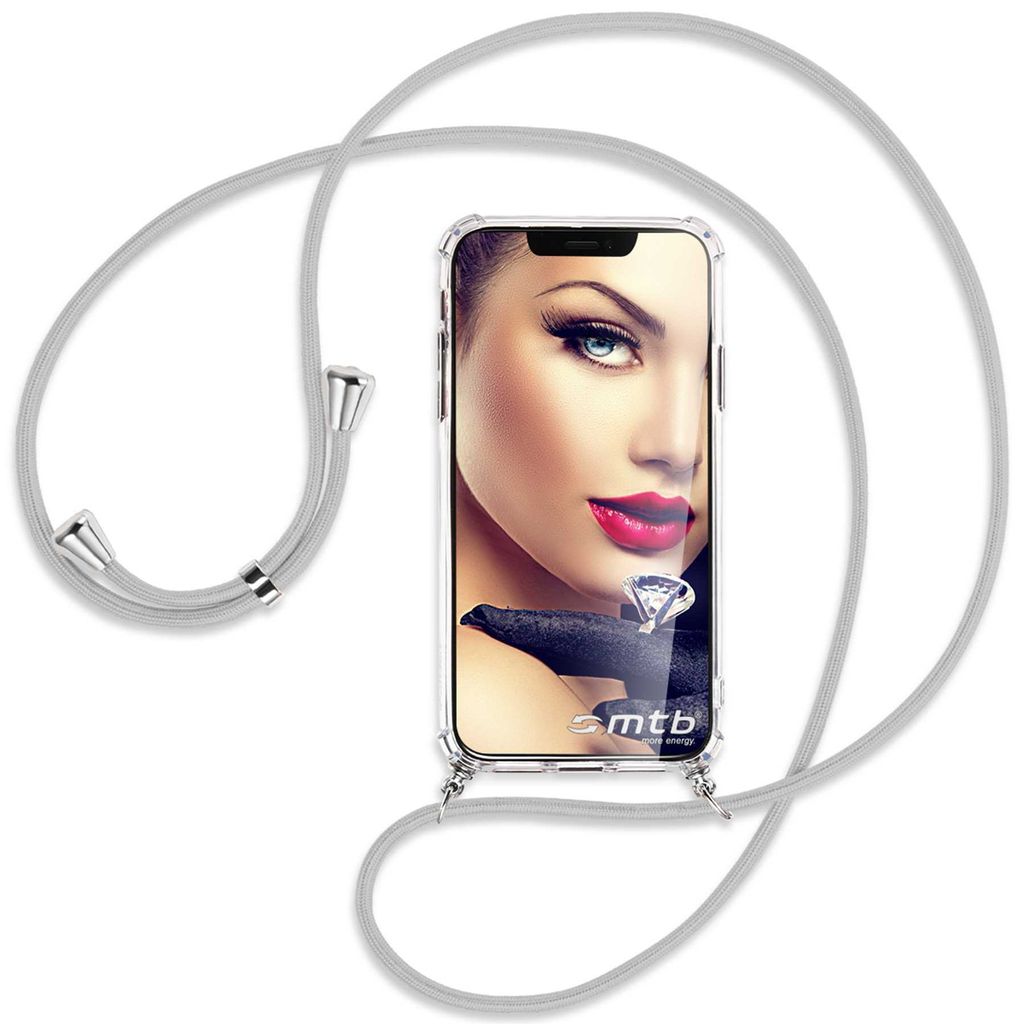 Handykette Backcover-Schutzhülle mit Band (Metall silberfarben) für Xiaomi Xiaomi Redmi Note 14 Pro 4G - silbergrau
