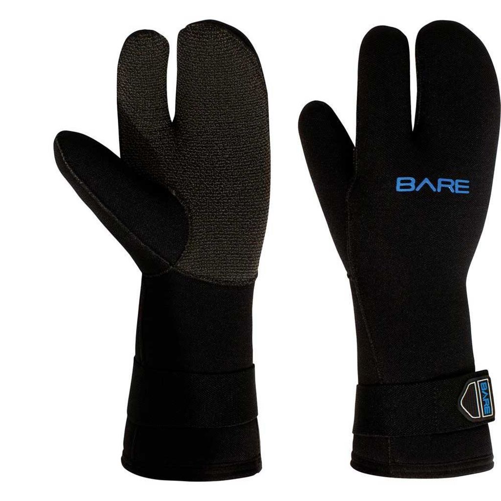 Bare Gloves 3 Fingers 7 Mm Mitt Black XS