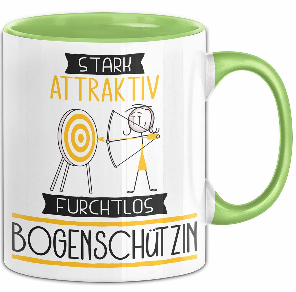 Bogenschützin Tasse Geschenk Becher Stark Attraktiv Furchtlos Bogenschützin Lustige Geschenkidee (Grün)