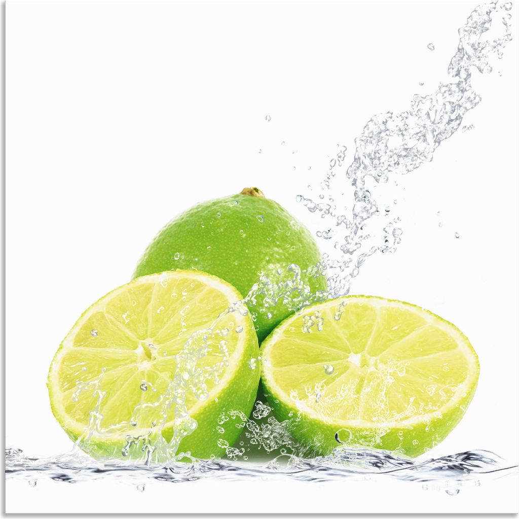 ARTland Wandbild Alu für Innen & Outdoor Limette mit Spritzwasser Größe: 40x40 cm