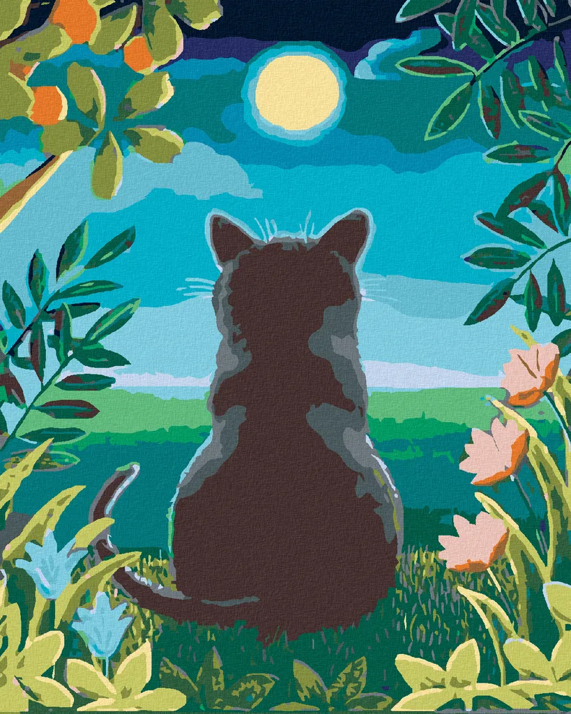 Kit Pittura Diamante Gatto e Luna Zuty - Tela 40x50 cm con Telaio