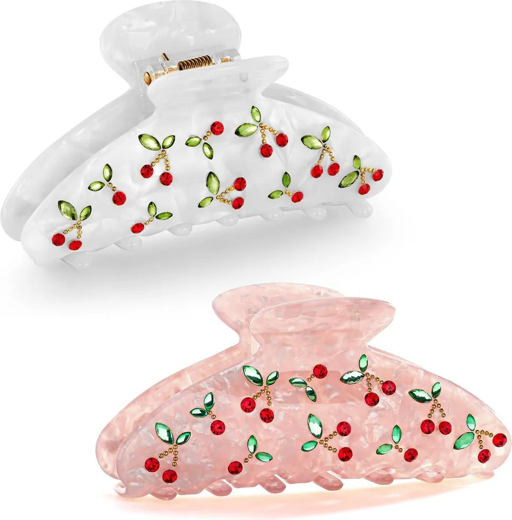 Barrettes à Cheveux Cerises en Résine Résistante Set de 2 pour Femmes