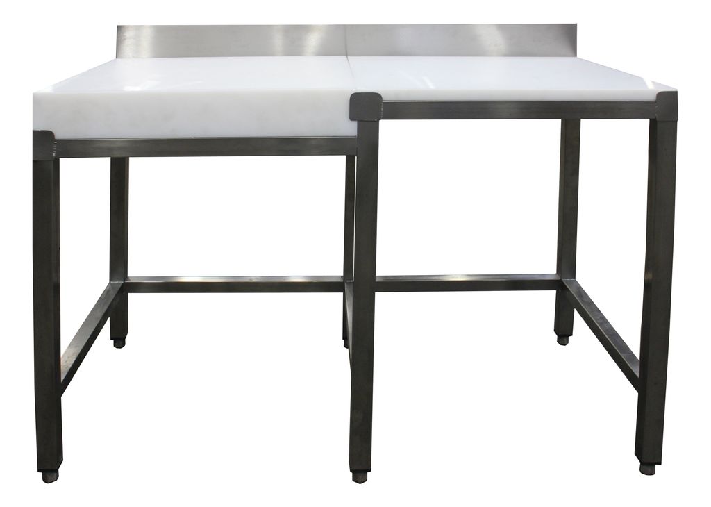 SARO Zerlegetisch mit Hackblock rechts mit Aufkantung 1500x500 mm