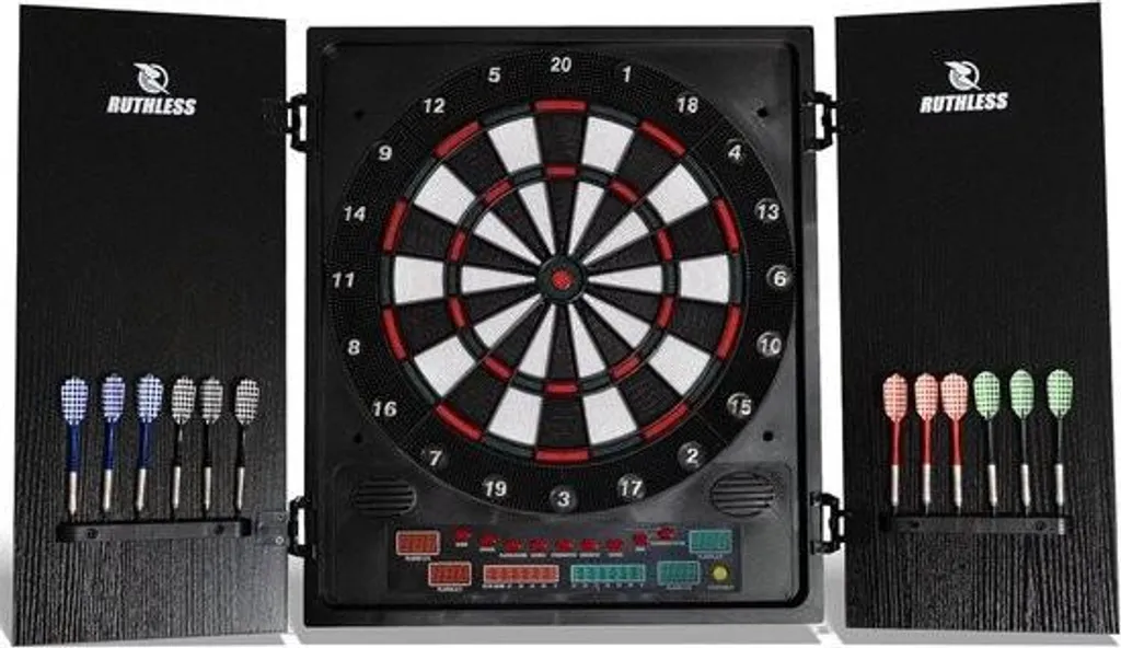 Jeu de fléchettes électronique mural avec cabinet et pointes souples