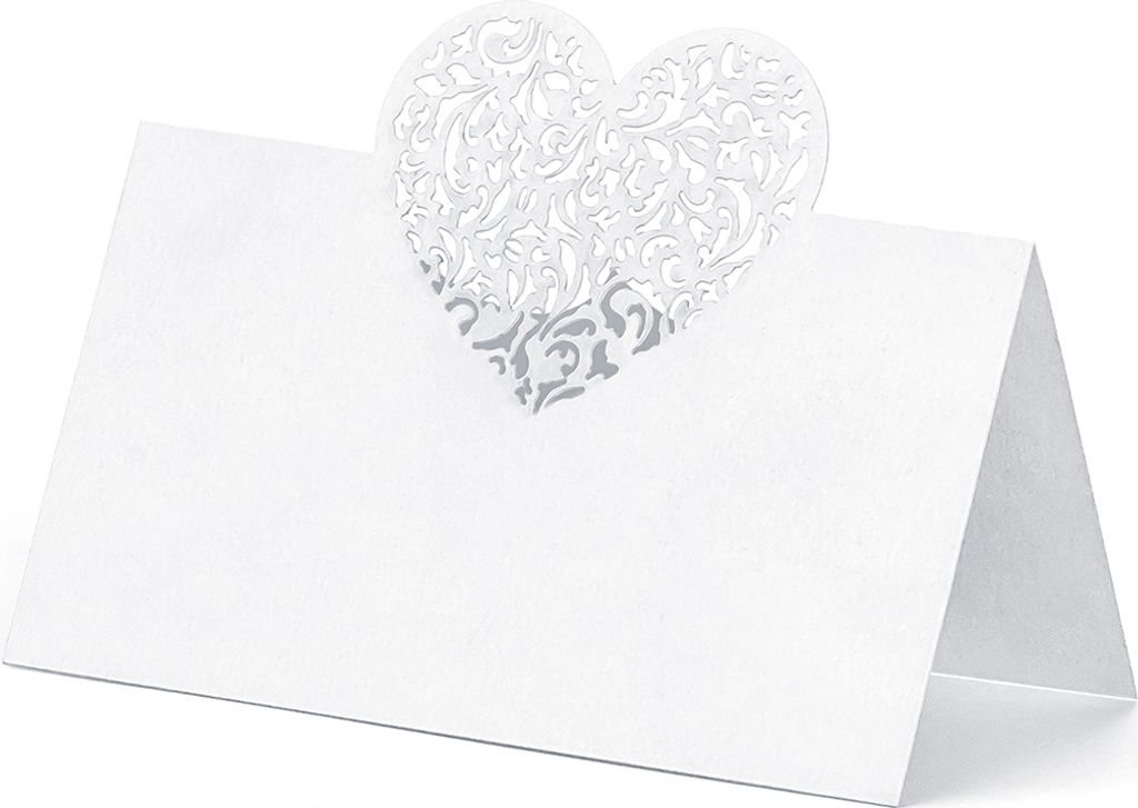 Kartičky s ornamentom srdca 9x6,5cm prázdne 10 kusov biela Obrázok produktu 