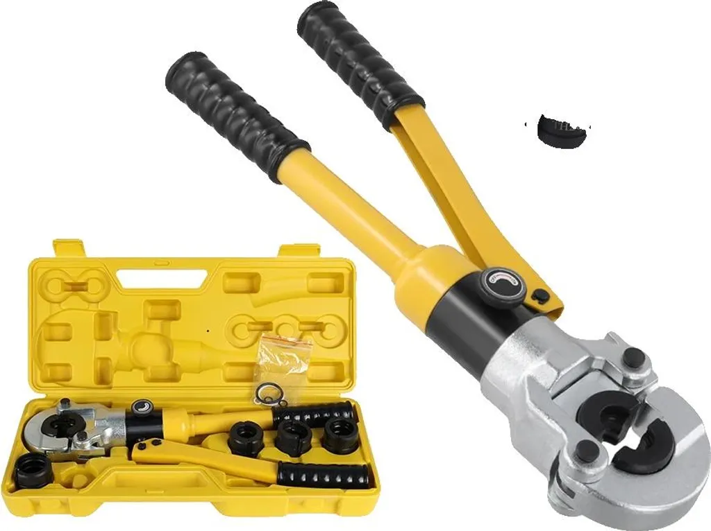 Pinza a crimpare idraulica, campo di crimpatura 16-32 mm², materiale acciaio, ingresso olio a due velocità, testa rotante a 360 gradi, funzione valvola di sicurezza