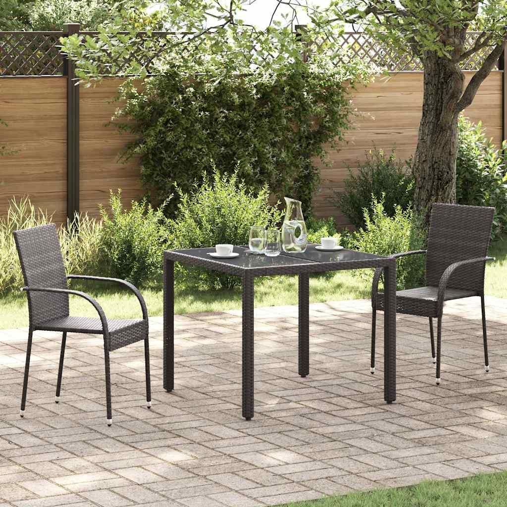 vidaXL Stapelbare Gartenstühle 2 Stk. Poly Rattan Braun