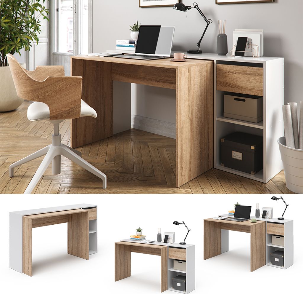 Vicco Schreibtisch Ben, 145 x 46.4 cm, Weiß/Sonoma Produktbild 2