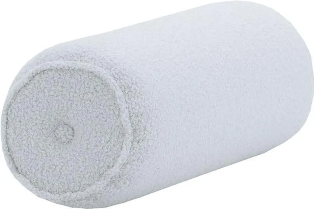 Traversin déco en bouclète Teddy dove - Coussin cylindrique moelleux