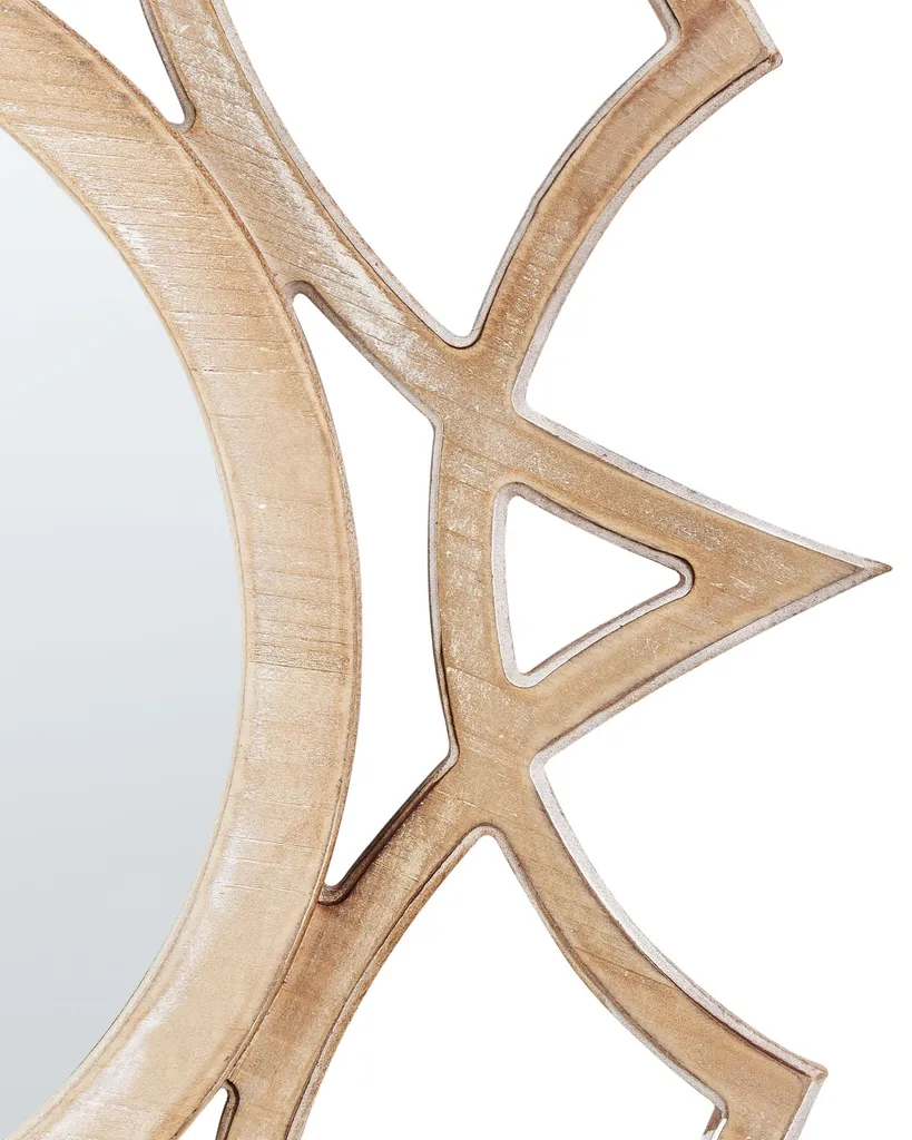 Miroir mural lumineux sapin MDF ø 60 cm BELIANI rond fait main bois