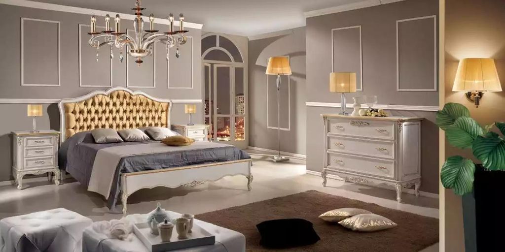 Set Bett 2x Nachttische 4tlg. Komplettes Schlafzimmer Luxus Möbel Neu